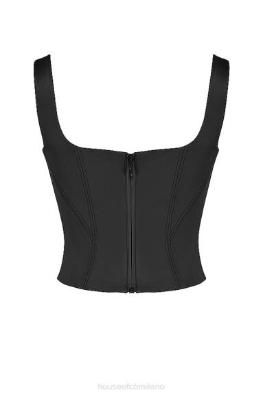 vestiario esso House of CB corsetto lungo in raso nero rafa X44T63