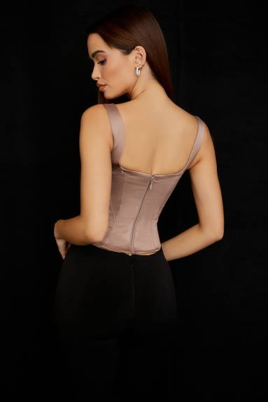 vestiario esso House of CB corsetto lungo in raso pietra rafa X44T68