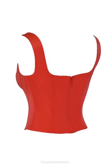 vestiario esso House of CB corsetto lungo in raso scarlatto Rafa X44T62