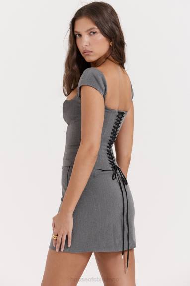 vestiario esso House of CB corsetto rowena con pizzo grigio sul retro X44T14