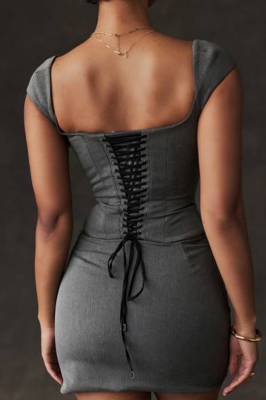 vestiario esso House of CB corsetto rowena con pizzo grigio sul retro X44T14
