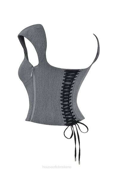vestiario esso House of CB corsetto rowena con pizzo grigio sul retro X44T14