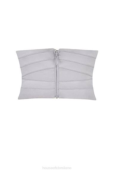 vestiario esso House of CB corsetto sottoseno in raso grigio vienne X44T49