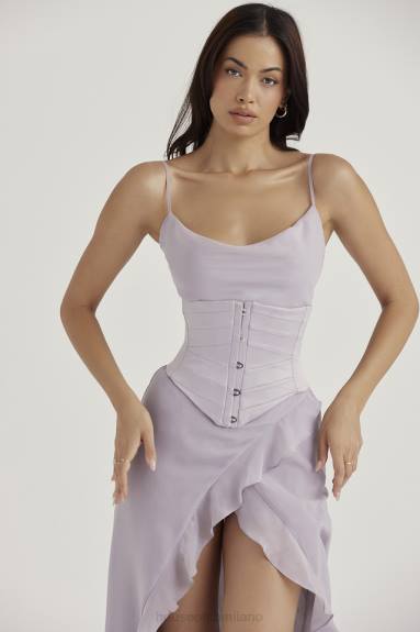 vestiario esso House of CB corsetto sottoseno in raso grigio vienne X44T49