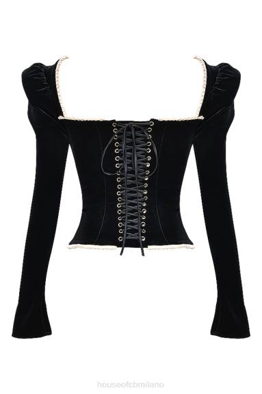 vestiario esso House of CB noa corsetto di velluto nero X44T3