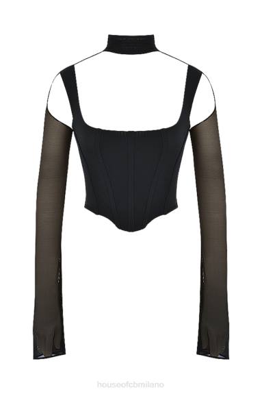vestiario esso House of CB paulina corsetto nero a collo alto X44T71