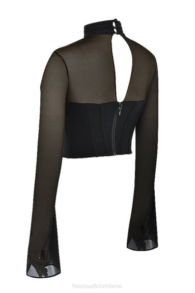vestiario esso House of CB paulina corsetto nero a collo alto X44T71