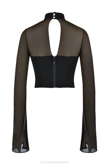 vestiario esso House of CB paulina corsetto nero a collo alto X44T71