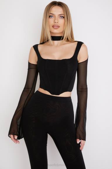 vestiario esso House of CB paulina corsetto nero a collo alto X44T71