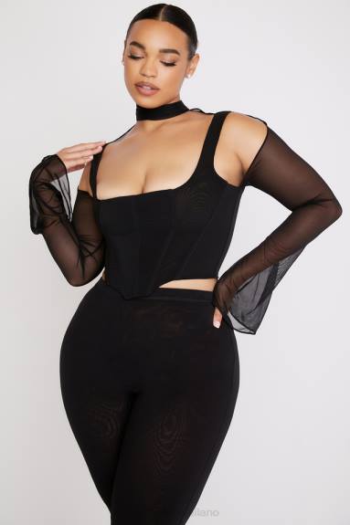 vestiario esso House of CB paulina corsetto nero a collo alto X44T71