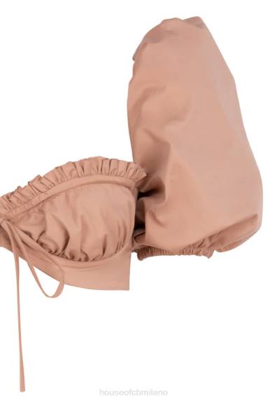 vestiario esso House of CB reggiseno Hedy Camel con maniche a sbuffo X44T107