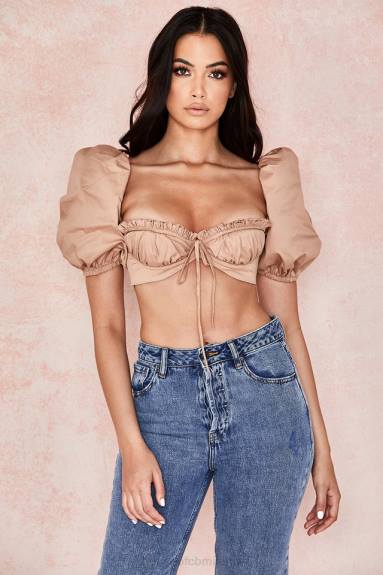 vestiario esso House of CB reggiseno Hedy Camel con maniche a sbuffo X44T107