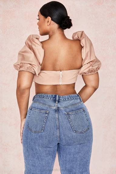 vestiario esso House of CB reggiseno Hedy Camel con maniche a sbuffo X44T107