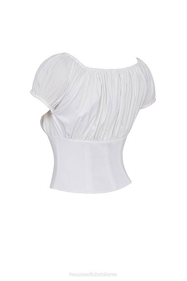 vestiario esso House of CB top arricciato bianco gattino X44T24
