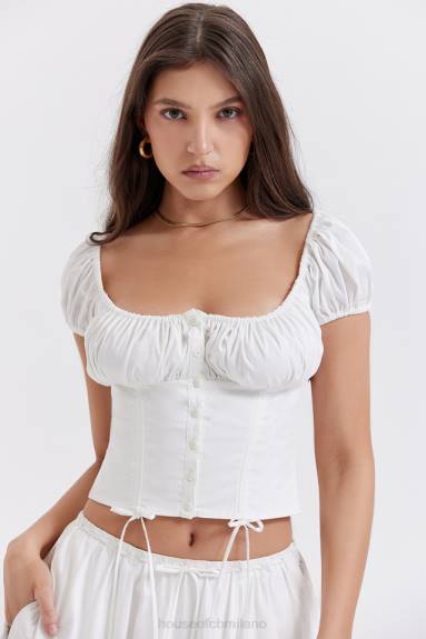 vestiario esso House of CB top arricciato bianco gattino X44T24