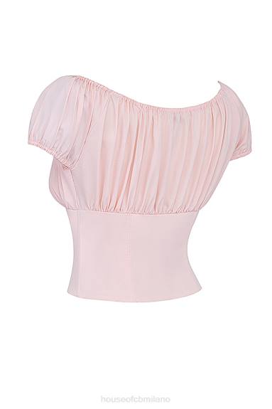 vestiario esso House of CB top arricciato gattino rosa baby X44T19