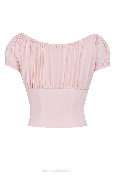 vestiario esso House of CB top arricciato gattino rosa baby X44T19