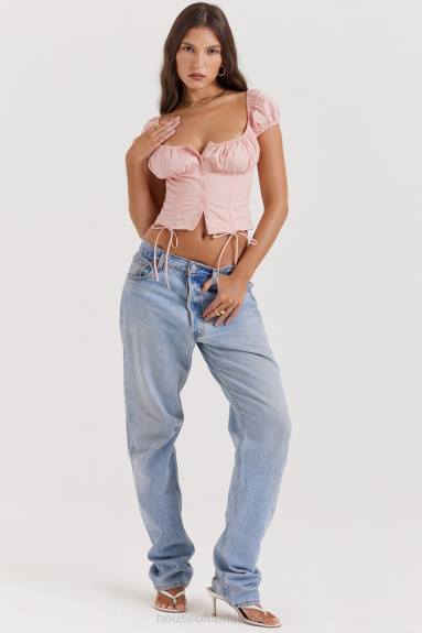 vestiario esso House of CB top arricciato gattino rosa baby X44T19