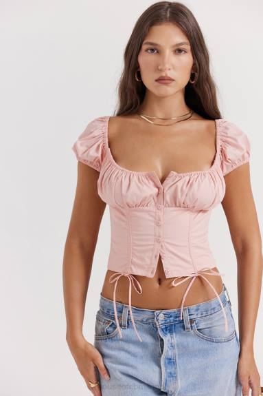 vestiario esso House of CB top arricciato gattino rosa baby X44T19