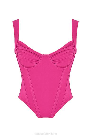 vestiario esso House of CB top corsetto con stecche fucsia dana X44T75