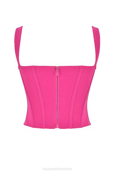 vestiario esso House of CB top corsetto con stecche fucsia dana X44T75