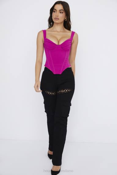 vestiario esso House of CB top corsetto con stecche fucsia dana X44T75
