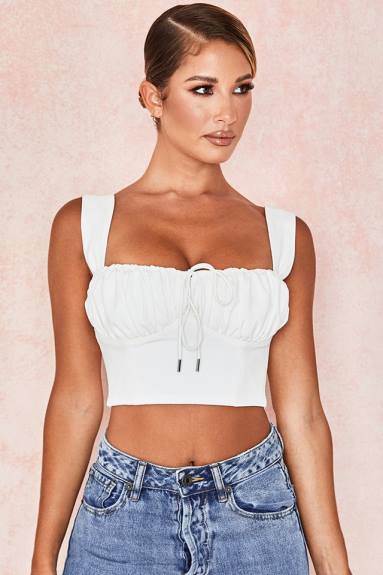 vestiario esso House of CB top corsetto in giubbotto bianco noemi X44T104