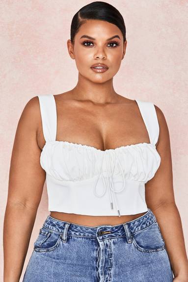 vestiario esso House of CB top corsetto in giubbotto bianco noemi X44T104