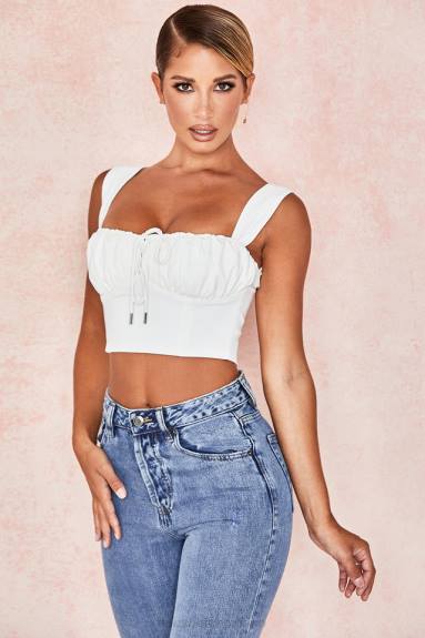 vestiario esso House of CB top corsetto in giubbotto bianco noemi X44T104