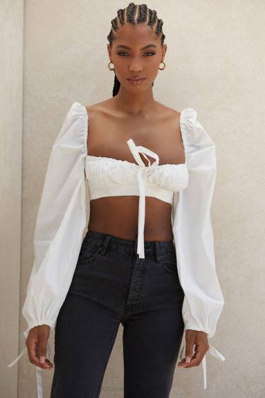 vestiario esso House of CB top corsetto stella bianco con maniche a palloncino X44T102
