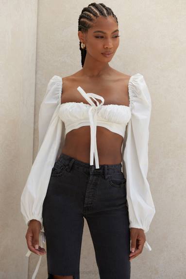 vestiario esso House of CB top corsetto stella bianco con maniche a palloncino X44T102