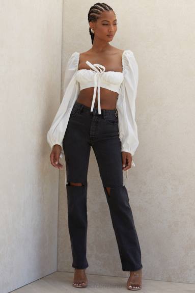 vestiario esso House of CB top corsetto stella bianco con maniche a palloncino X44T102