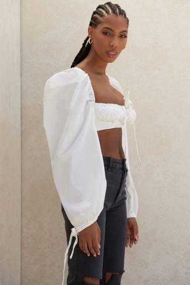 vestiario esso House of CB top corsetto stella bianco con maniche a palloncino X44T102