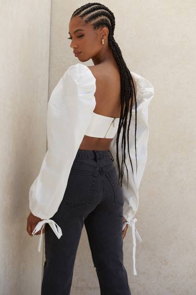 vestiario esso House of CB top corsetto stella bianco con maniche a palloncino X44T102