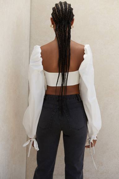 vestiario esso House of CB top corsetto stella bianco con maniche a palloncino X44T102
