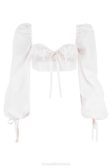 vestiario esso House of CB top corsetto stella bianco con maniche a palloncino X44T102