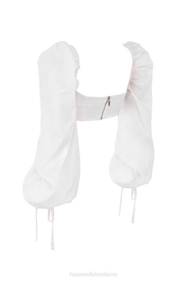 vestiario esso House of CB top corsetto stella bianco con maniche a palloncino X44T102
