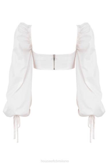 vestiario esso House of CB top corsetto stella bianco con maniche a palloncino X44T102
