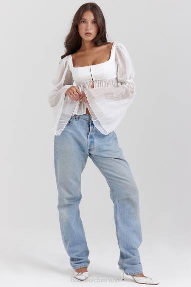 vestiario esso House of CB top plissettato bianco lucie X44T8
