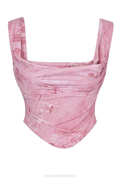 vestiario esso House of CB un corsetto con stampa rosa X44T12