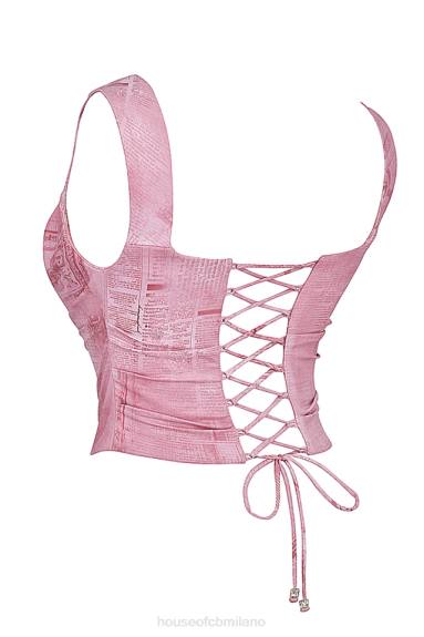 vestiario esso House of CB un corsetto con stampa rosa X44T12