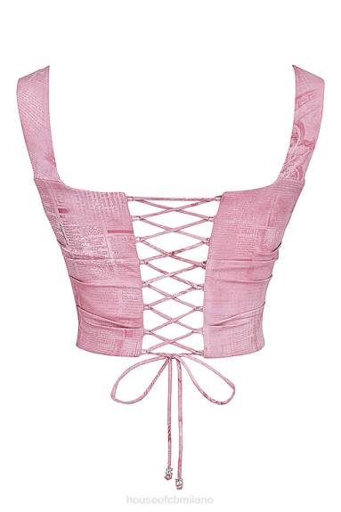 vestiario esso House of CB un corsetto con stampa rosa X44T12