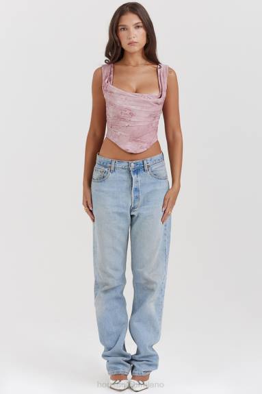 vestiario esso House of CB un corsetto con stampa rosa X44T12