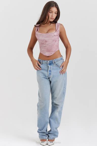 vestiario esso House of CB un corsetto con stampa rosa X44T12