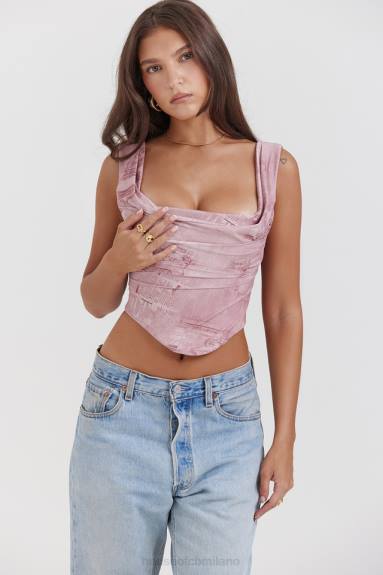vestiario esso House of CB un corsetto con stampa rosa X44T12