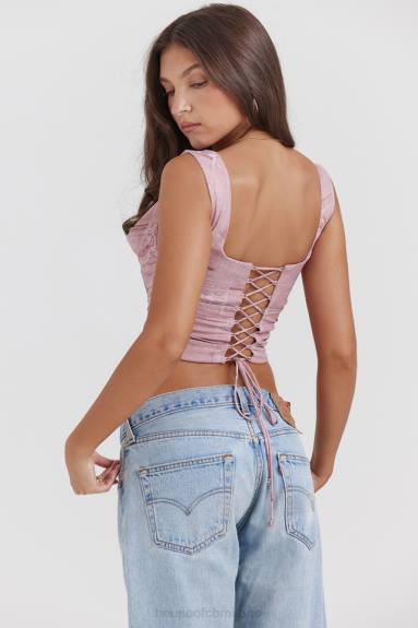vestiario esso House of CB un corsetto con stampa rosa X44T12