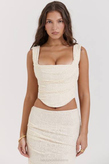 vestiario esso House of CB un corsetto vintage in pizzo color crema X44T15