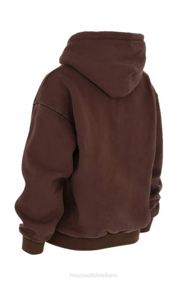 vestiario esso House of CB Felpa con cappuccio Storm Chocolate con zip X44T767