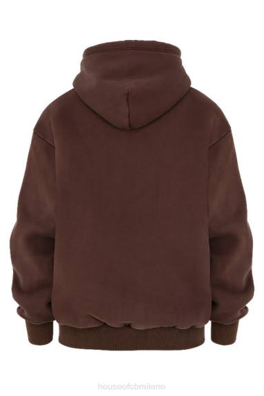 vestiario esso House of CB Felpa con cappuccio Storm Chocolate con zip X44T767