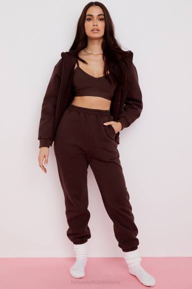 vestiario esso House of CB Felpa con cappuccio Storm Chocolate con zip X44T767
